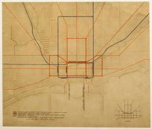 Plade 75 fra The Plan of Chicago, 1909: Chicago. Diagram over byen, der viser komplet system...