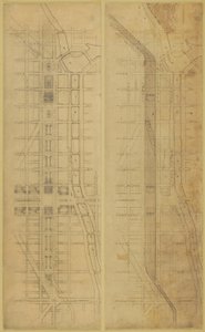 Plade 78 2 Tegninger fra The Plan of Chicago, 1909: Foreslået placering og arrangement af... af Daniel Burnham