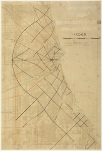 Plade 91 fra The Plan of Chicago, Chicago, Proposed Diagonal Arteries, 1909.