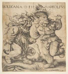 Bolinka og Marcolfus, slutningen af det 15.-begyndelsen af det 16. århundrede. af Daniel Hopfer