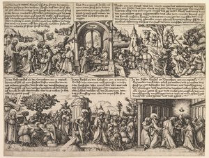 Forskellige scener, fra evangelierne og fra Acta Apostolorum, ca. 1530. af Daniel Hopfer
