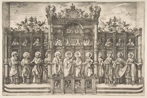 Stor korstald med Kristus velsigner Jomfruen, ca. 1518-20. af Daniel Hopfer