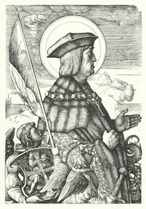 Maximilian I, den hellige romerske kejser, som St. George
