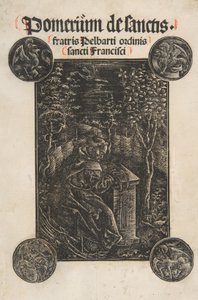 Franciskaneren, Pelbart af Temesvar, Studerer i en Have Schr. 2876, 1502. af Daniel Hopfer.
