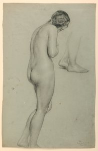 Tegning, kvindelig nøgen, 1858 af Daniel Huntington