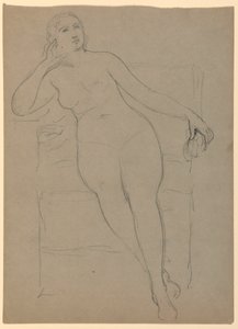 Tegning, siddende kvindeakt, 1870-80 af Daniel Huntington