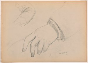 Tegning, George D. Seney, studie af hånd og arm; bagside: venstre fod, 1881 af Daniel Huntington