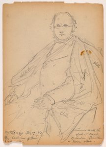 Tegning, James Lenox siddende, 19. februar 1874 af Daniel Huntington