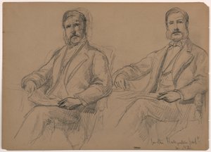 Tegning, Julius Hallgarten siddende, to studier; bagside: Mr. Hunt stående, 1884 af Daniel Huntington