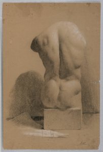 Tegning, mandlig torso fra en gips, 1840 af Daniel Huntington