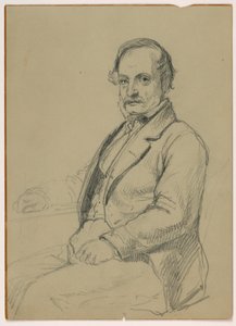 Tegning, siddende mand, ca. 1860 af Daniel Huntington