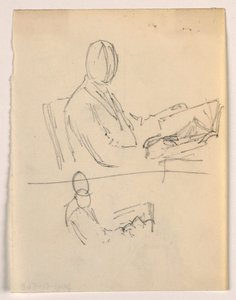 Tegning, Mand siddende med en bog, 1879-86 af Daniel Huntington