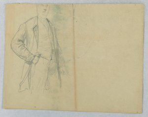 Tegning, Samuel Ward Sr., stående med hånden i lommen, 1880 af Daniel Huntington