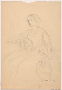 Tegning, fru Sheppard Gandy siddende; bagside: fru Sheppard Gandy siddende, 1859 af Daniel Huntington