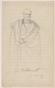 Tegning, professor Benjamin Silliman, Sr. Stående; Venstre: Prof. Benjamin Silliman, Sr. Siddende, 1858 af Daniel Huntington