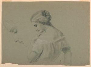 Tegning, profil af kvindehoved a, 1840-70 af Daniel Huntington
