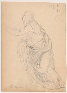 Tegning, klædt kvinde, der rækker ud, efter Mariotto Albetinelli, 1844 af Daniel Huntington