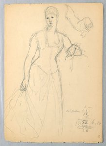 Tegning, Skitse til et portræt af Bella Worsham, 1878 af Daniel Huntington