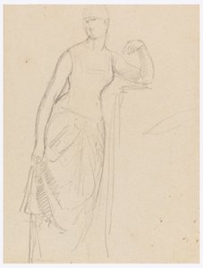 Tegning, Skitse til et portræt af fru Bella Worsham, 1878 af Daniel Huntington