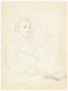 Tegning, Skitser til "Lesson of Charity" og portræt af Peter Richards, Jr. 1849 af Daniel Huntington