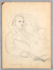 Tegning, Skitser til "Lesson of Charity" og portræt af Peter Richards, Jr. 1849 af Daniel Huntington