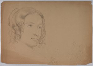 Tegning, Skitser af kvindehoveder, 1840