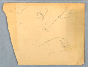 Tegning, Studier af et barns venstre fod, 1845-55 af Daniel Huntington