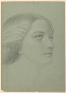 Tegning, studie til "A Magdalen", F, 1852 af Daniel Huntington