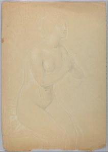 Tegning, studie til "A Magdalen", F, 1852 af Daniel Huntington