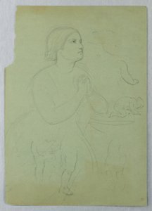 Tegning, studie til "Communion of t", 1845 af Daniel Huntington