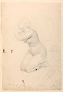 Tegning, studie til "De syges kommunion", 1844-45 af Daniel Huntington