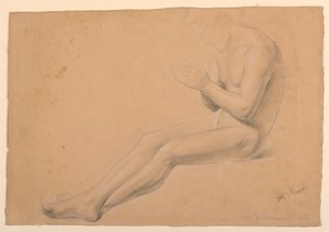 Tegning, studie til "De syges kommunion", 1844-45 af Daniel Huntington