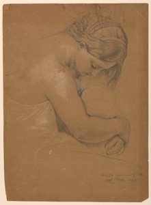 Tegning, studie til "De syges kommunion", 1845 af Daniel Huntington