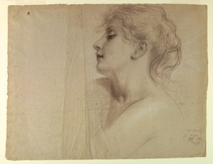 Tegning, studie til "Justice and Pe", 7. juli 1878 af Daniel Huntington