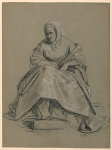 Tegning, studie til "Martha Washington Reception", 1860 af Daniel Huntington