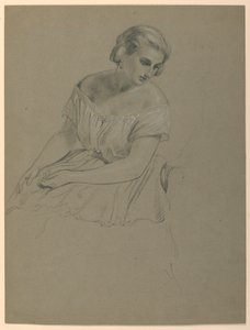 Tegning, studie til "Martha Washington Reception", 1860 af Daniel Huntington