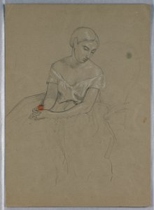 Tegning, studie til "Martha Washington Reception", 1860 af Daniel Huntington