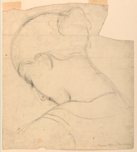 Tegning, studie til "Roman Girl", kvindehoved, 1841 af Daniel Huntington