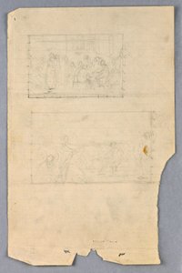 Tegning, studie til "Videnskabelig gruppe", 1858 af Daniel Huntington