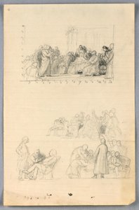 Tegning, studie til "Videnskabelig gruppe", 1858 af Daniel Huntington