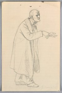Tegning, studie til "Videnskabelig gruppe", 1858 af Daniel Huntington
