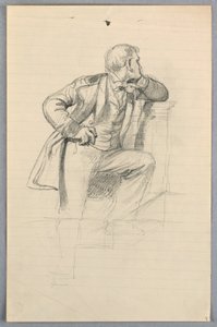 Tegning, studie til "Videnskabelig gruppe", 1858 af Daniel Huntington