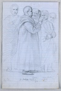 Tegning, studie til "Videnskabelig gruppe", 1858 af Daniel Huntington