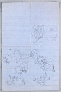 Tegning, studie til "Videnskabelig gruppe", 1858 af Daniel Huntington