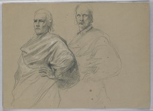 Tegning, studie til "Titian Showing", 1871-72 af Daniel Huntington