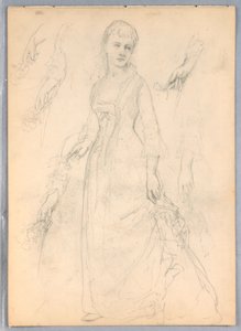 Tegning, studie til "Titian Showing", 1872 af Daniel Huntington