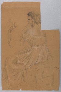 Tegning, studie til "Titian Showing", 1872 af Daniel Huntington