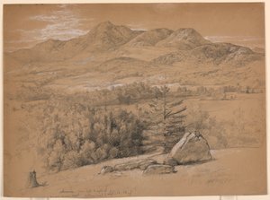 Tegning, Udsigt over Mount Chocorua, fra bakken til højre for Albany Road, 12. september 1854 af Daniel Huntington