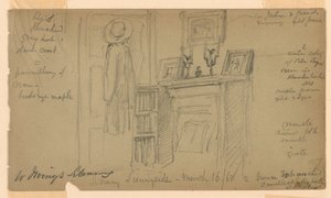 Tegning, Washington Irvings bibliotek i Sunnyside, 16. marts 1860 af Daniel Huntington