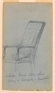 Tegning, Washington Irvings arbejdsværelse, 15. marts 1860 af Daniel Huntington